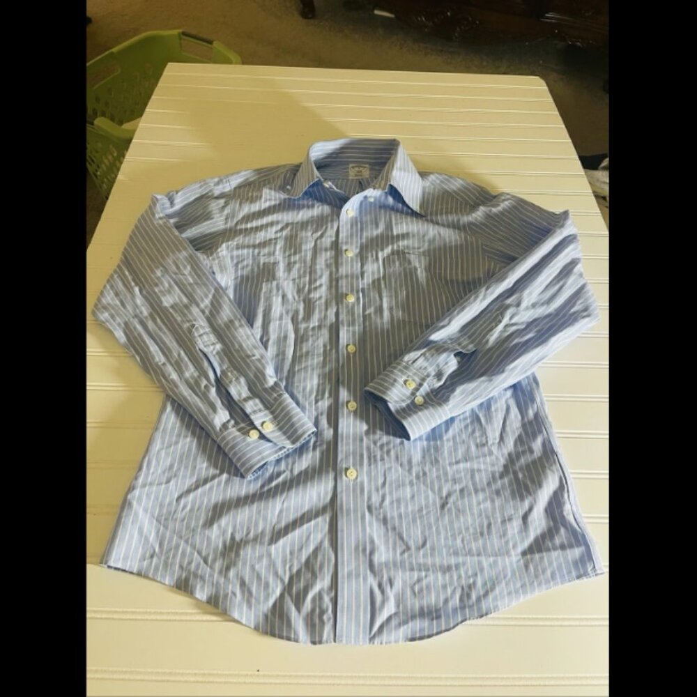 Brooks Brothers Non-Iron Button-Down Striped Regent Small Cotton Blue Office Men